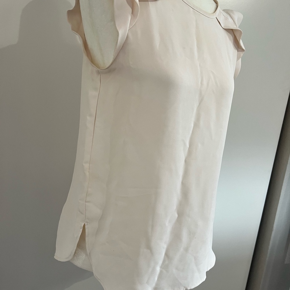 LOFT Cream Flutter Sleeve Ruffled Tank Top - Picture 6 of 9
